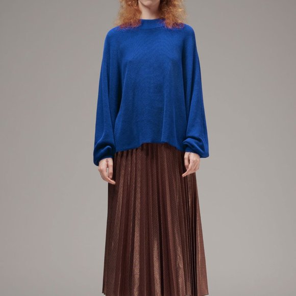 Ladies' Mock Collar Sweater COBALT BLUE (LYK-011) - Picture 2 of 5